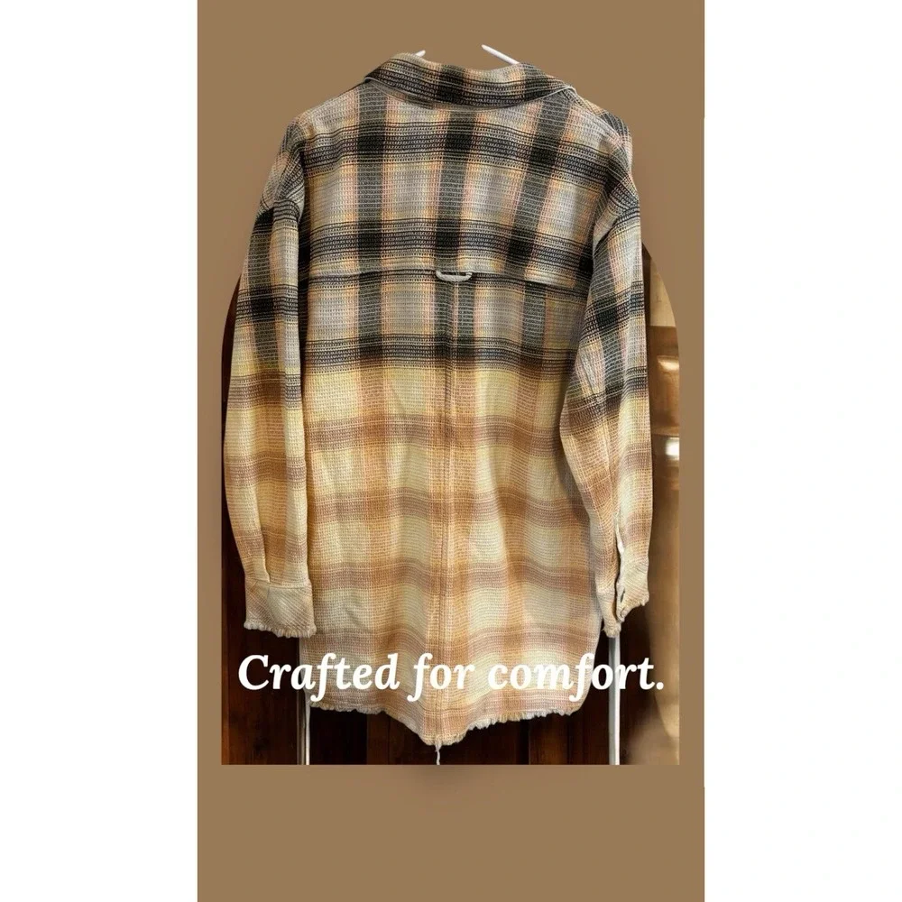 NWT Free People Anneli Plaid‎ Shirt Jacket Oversized Size Small Msrp$150